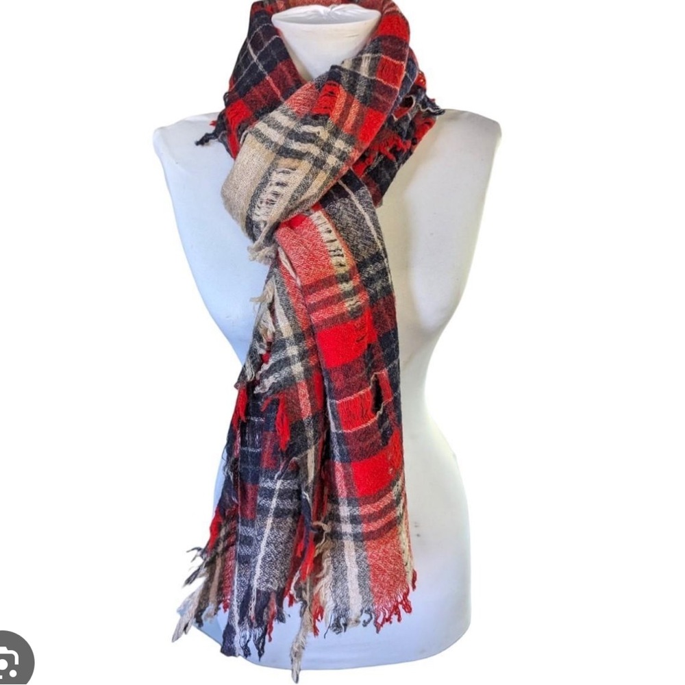 Madewell distressed tartan scarf